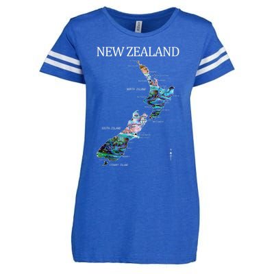 New Zealand Detailed Map Enza Ladies Jersey Football T-Shirt