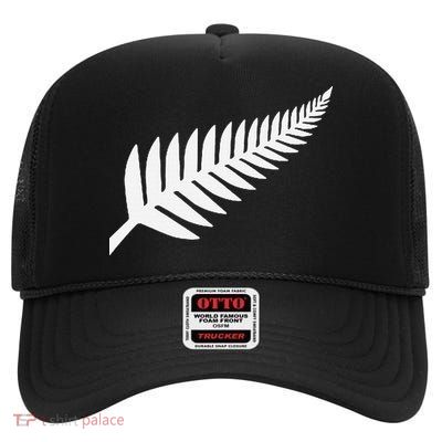New Zealand Fern Icon Nz Black Proud Kiwi Gift High Crown Mesh Back Trucker Hat