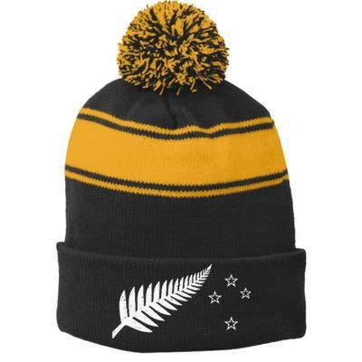 New Zealand Fern Flag Kiwi Pride Stripe Pom Pom Beanie