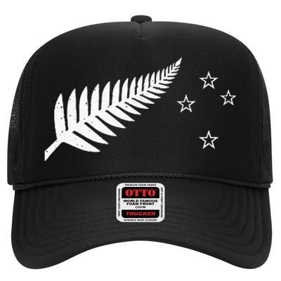 New Zealand Fern Flag Kiwi Pride High Crown Mesh Back Trucker Hat