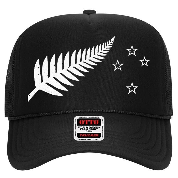 New Zealand Fern Flag Kiwi Pride High Crown Mesh Back Trucker Hat