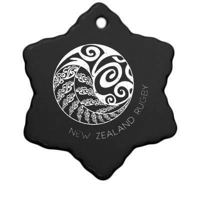 New Zealand Rugby Maori Inspired Kiwi Silver Fern Ceramic Star Ornament