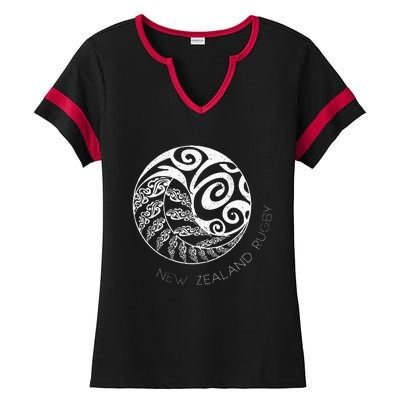 New Zealand Rugby Maori Inspired Kiwi & Silver Fern Ladies Halftime Notch Neck Tee