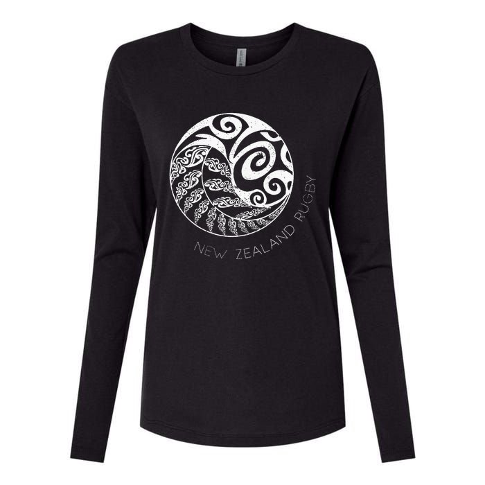 New Zealand Rugby Maori Inspired Kiwi & Silver Fern Womens Cotton Relaxed Long Sleeve T-Shirt