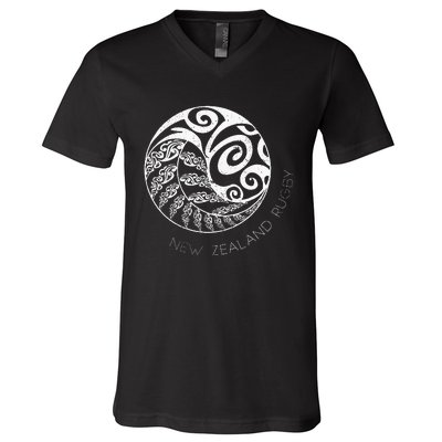 New Zealand Rugby Maori Inspired Kiwi & Silver Fern V-Neck T-Shirt