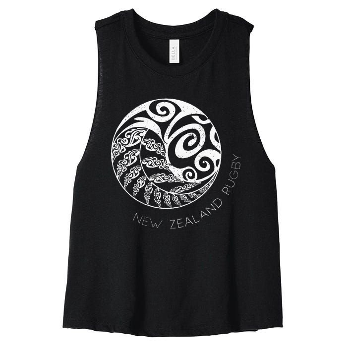 New Zealand Rugby Maori Inspired Kiwi & Silver Fern Women's Racerback Cropped Tank