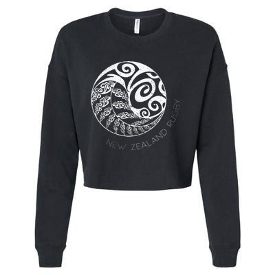 New Zealand Rugby Maori Inspired Kiwi & Silver Fern Cropped Pullover Crew