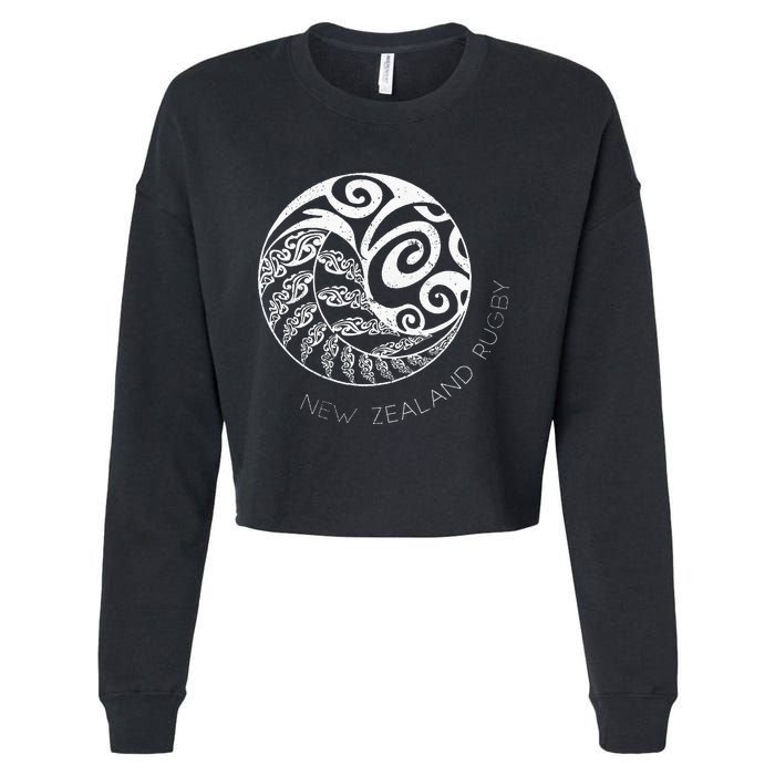 New Zealand Rugby Maori Inspired Kiwi & Silver Fern Cropped Pullover Crew