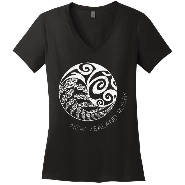 New Zealand Rugby Maori Inspired Kiwi & Silver Fern Women's V-Neck T-Shirt