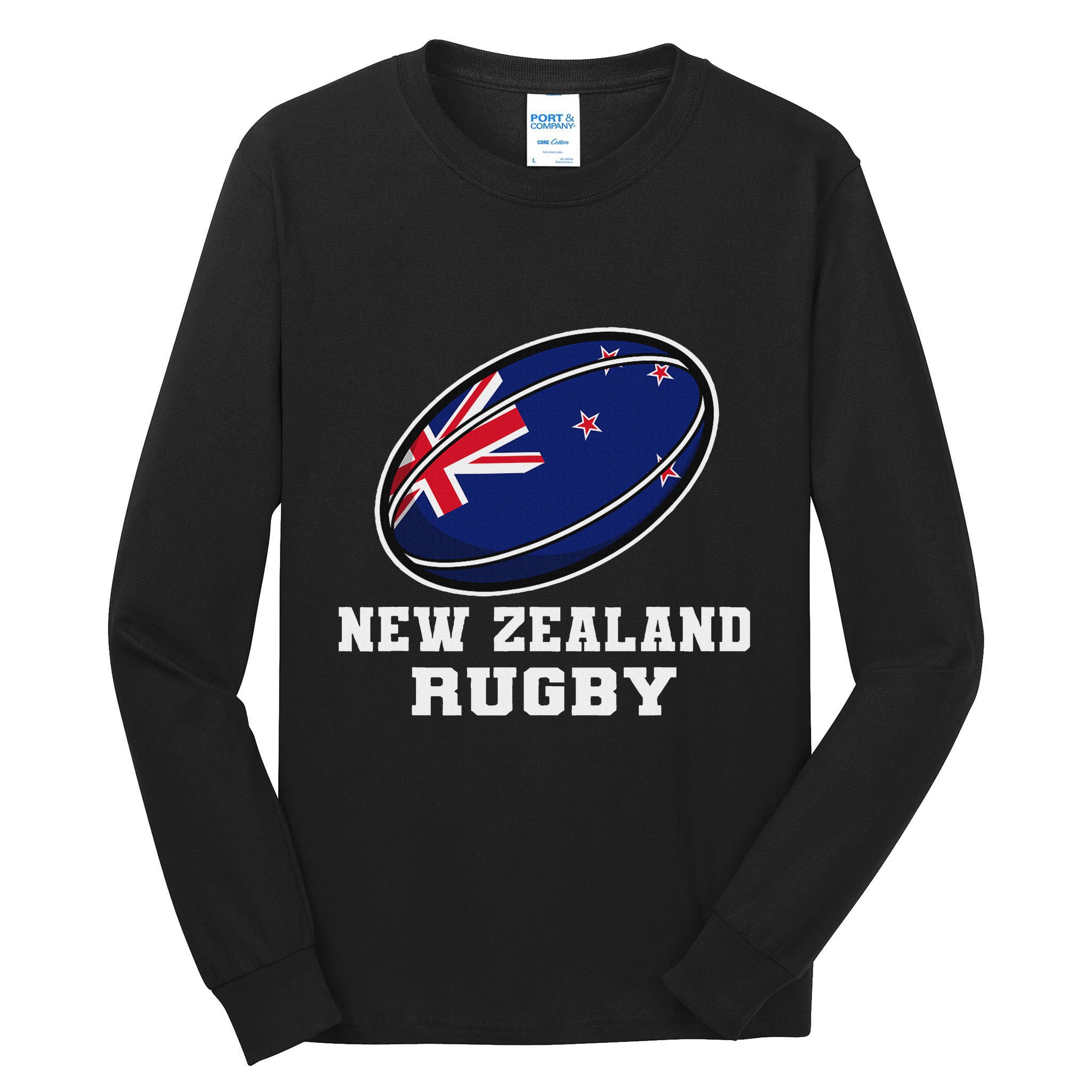 New Zealand Rugby Jersey New Zealand Flag Rugby Fan Tall Long Sleeve T-Shirt