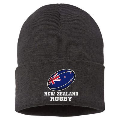New Zealand Rugby Jersey New Zealand Flag Rugby Fan Sustainable Knit Beanie