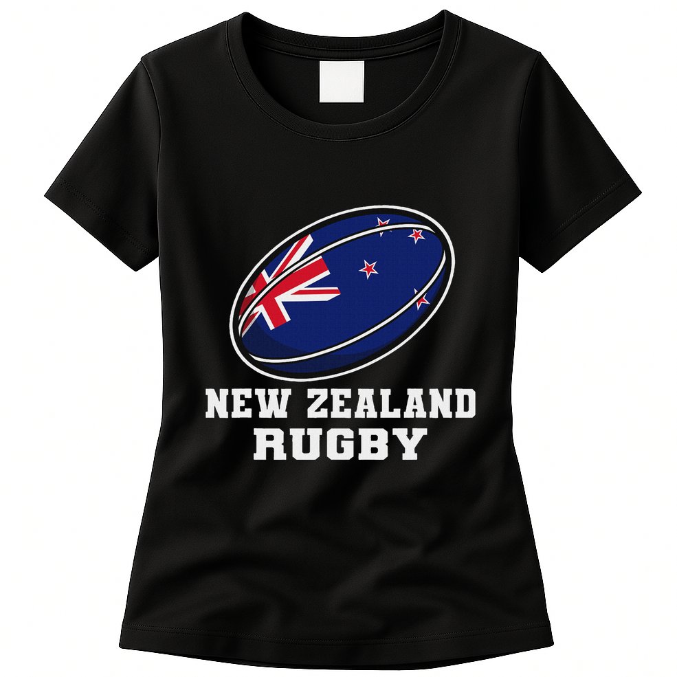 New Zealand Rugby Jersey New Zealand Flag Rugby Fan Womens T-Shirt