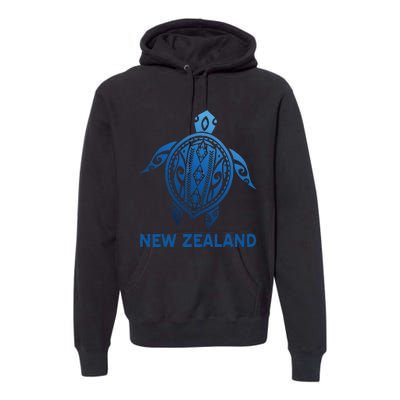 New Zealand Tribal Tattoo Blue Sea Turtle Souvenirs Premium Hoodie