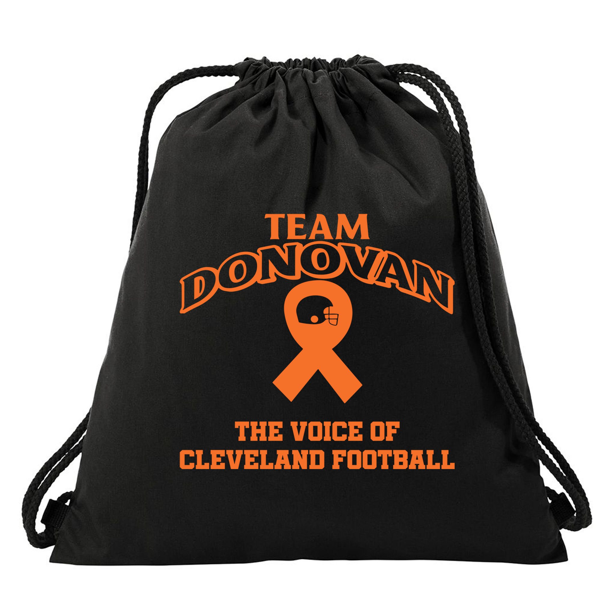 Nathan Zegura Wearing Team Donovan The Voice Of Cleveland Football Drawstring Bag