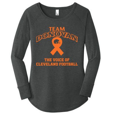 Nathan Zegura Wearing Team Donovan The Voice Of Cleveland Football Women's Perfect Tri Tunic Long Sleeve Shirt