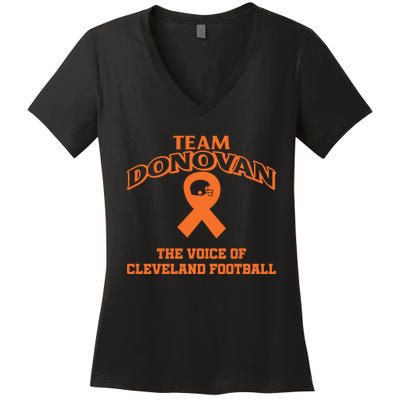 Nathan Zegura Wearing Team Donovan The Voice Of Cleveland Football Women's V-Neck T-Shirt