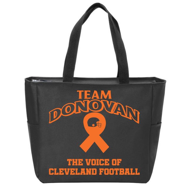 Nathan Zegura Wearing Team Donovan The Voice Of Cleveland Football Zip Tote Bag