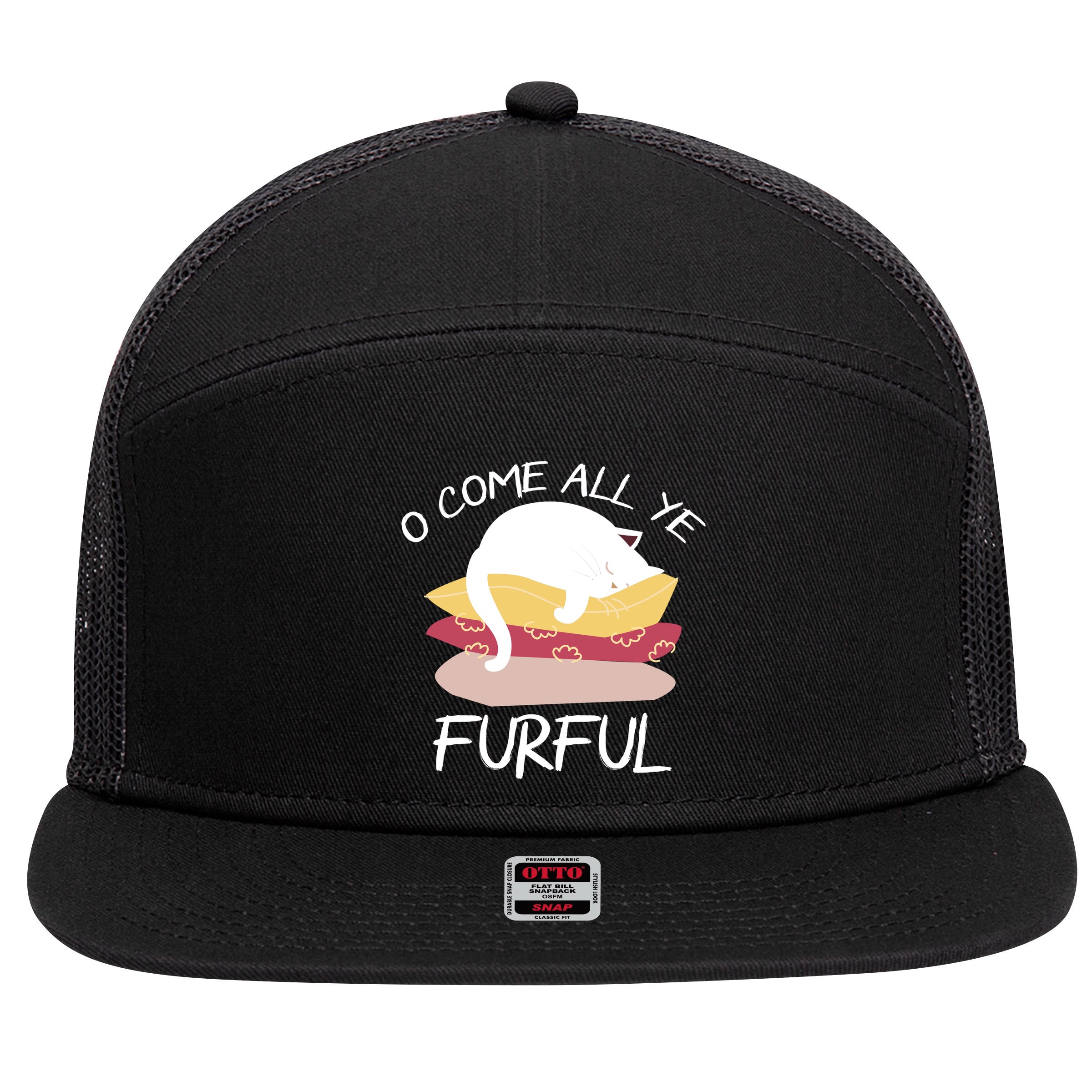 O Come All Ye Furful 7 Panel Mesh Trucker Snapback Hat