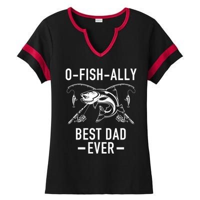 O-Fish-Ally Best Dad Ever Ladies Halftime Notch Neck Tee