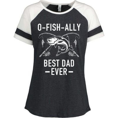 O-Fish-Ally Best Dad Ever Enza Ladies Jersey Colorblock Tee