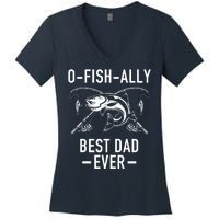 O-Fish-Ally Best Dad Ever Women's V-Neck T-Shirt