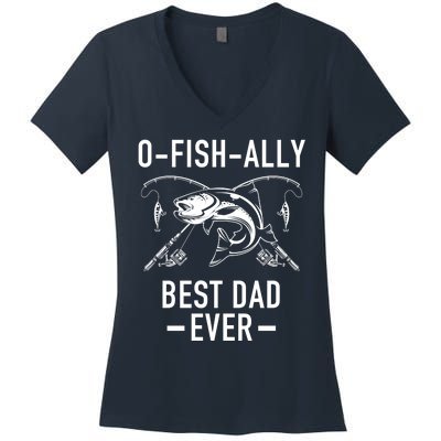 O-Fish-Ally Best Dad Ever Women's V-Neck T-Shirt