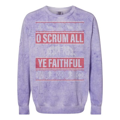 O Scrum All Ye Faithful Ugly Christmas Sweater Colorblast Crewneck Sweatshirt