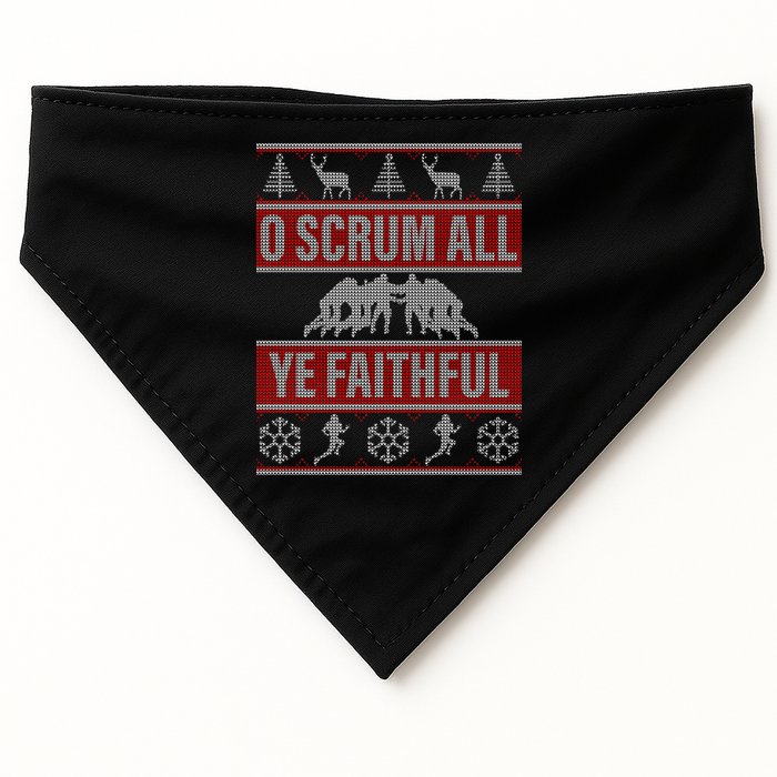 O Scrum All Ye Faithful Ugly Christmas Sweater USA-Made Doggie Bandana