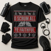 O Scrum All Ye Faithful Ugly Christmas Sweater Cooling Performance Crew T-Shirt