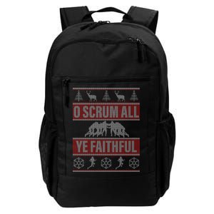 O Scrum All Ye Faithful Ugly Christmas Sweater Daily Commute Backpack