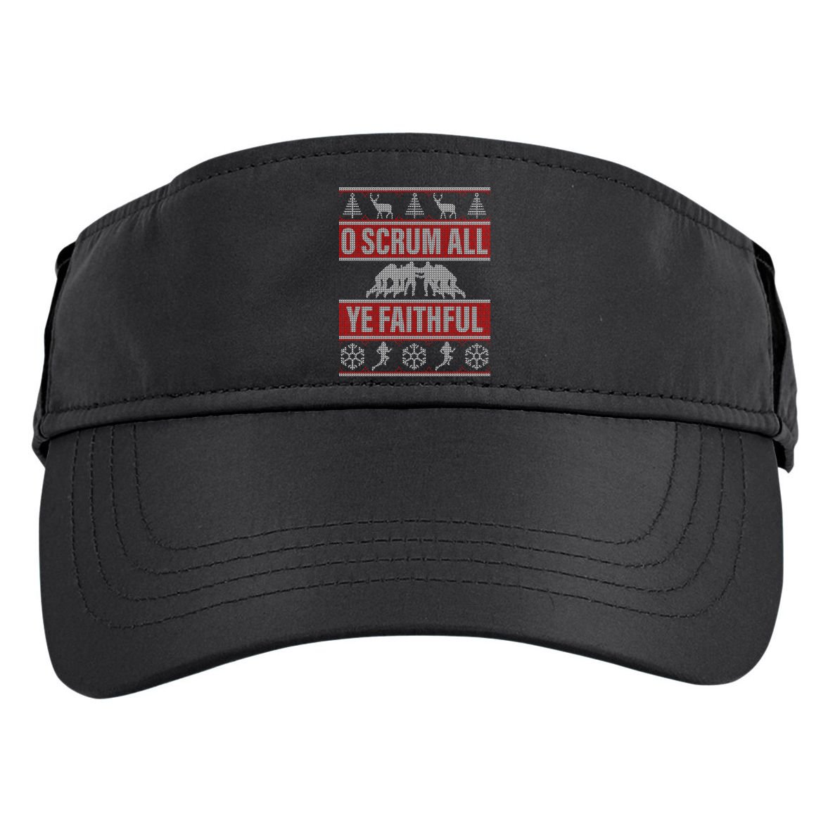 O Scrum All Ye Faithful Ugly Christmas Sweater Adult Drive Performance Visor