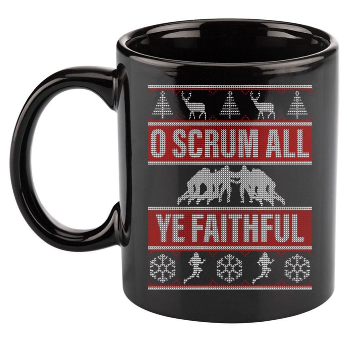 O Scrum All Ye Faithful Ugly Christmas Sweater 11oz C Handle Ceramic Mug