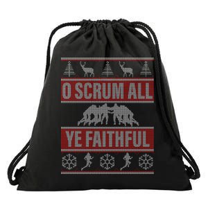 O Scrum All Ye Faithful Ugly Christmas Sweater Drawstring Bag