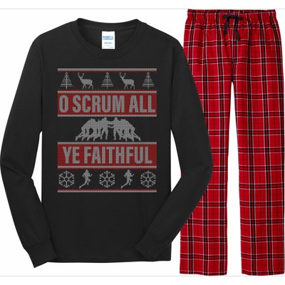 O Scrum All Ye Faithful Ugly Christmas Sweater Long Sleeve Pajama Set