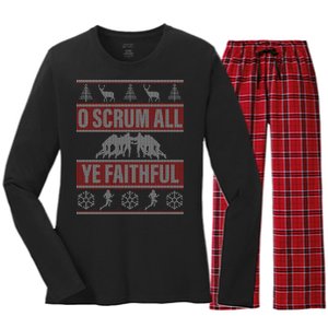 O Scrum All Ye Faithful Ugly Christmas Sweater Women's Long Sleeve Flannel Pajama Set 