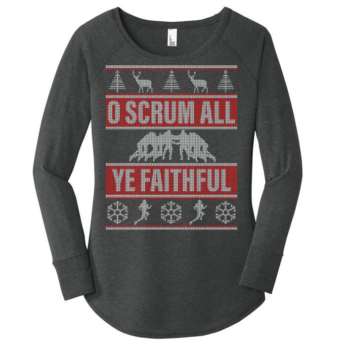 O Scrum All Ye Faithful Ugly Christmas Sweater Women's Perfect Tri Tunic Long Sleeve Shirt