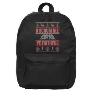 O Scrum All Ye Faithful Ugly Christmas Sweater 16 in Basic Backpack