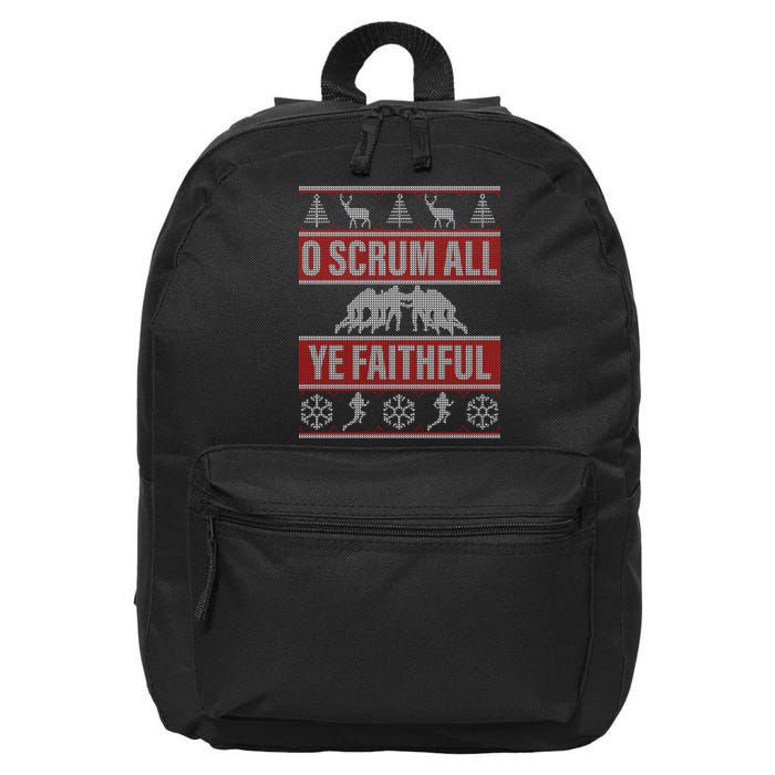 O Scrum All Ye Faithful Ugly Christmas Sweater 16 in Basic Backpack