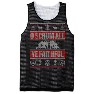 O Scrum All Ye Faithful Ugly Christmas Sweater Mesh Reversible Basketball Jersey Tank