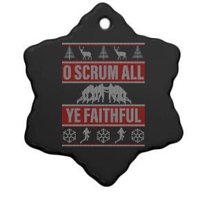 O Scrum All Ye Faithful Ugly Christmas Sweater Ceramic Star Ornament