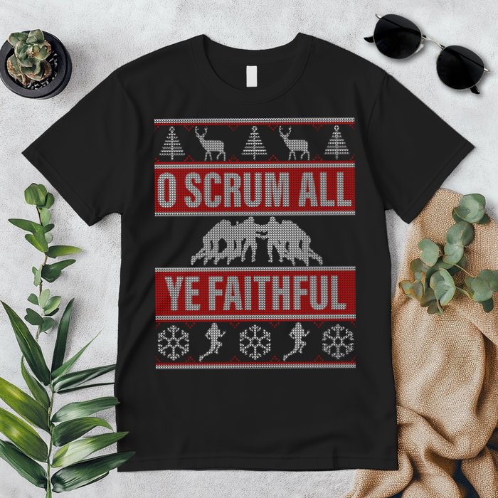 O Scrum All Ye Faithful Ugly Christmas Sweater Premium T-Shirt