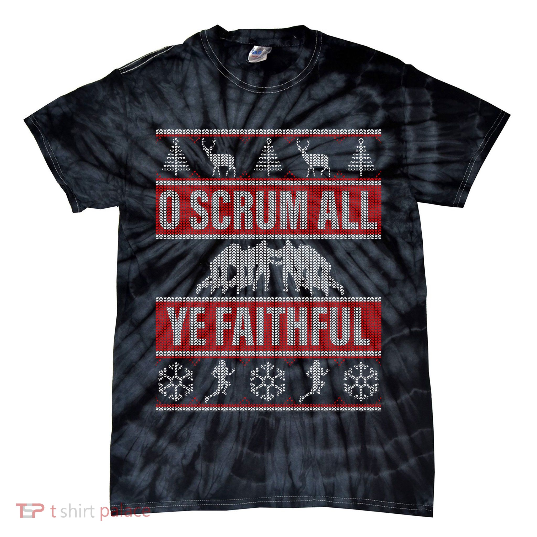 O Scrum All Ye Faithful Ugly Christmas Sweater Tie-Dye T-Shirt