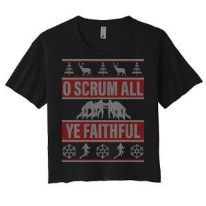 O Scrum All Ye Faithful Ugly Christmas Sweater Women's Crop Top Tee