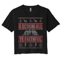 O Scrum All Ye Faithful Ugly Christmas Sweater Women's Crop Top Tee