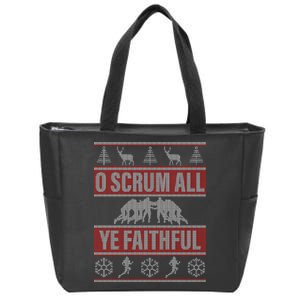 O Scrum All Ye Faithful Ugly Christmas Sweater Zip Tote Bag