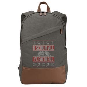 O Scrum All Ye Faithful Ugly Christmas Sweater Cotton Canvas Backpack