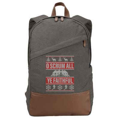 O Scrum All Ye Faithful Ugly Christmas Sweater Cotton Canvas Backpack
