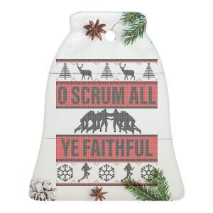 O Scrum All Ye Faithful Ugly Christmas Sweater Ceramic Bell Ornament