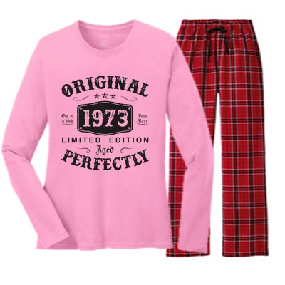 Original 1973 50 Years Old 50th Birthday Gifts Women's Long Sleeve Flannel Pajama Set 