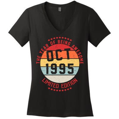 Oct 1995 Birthday The Year Of Being Awesome Gift Women's V-Neck T-Shirt